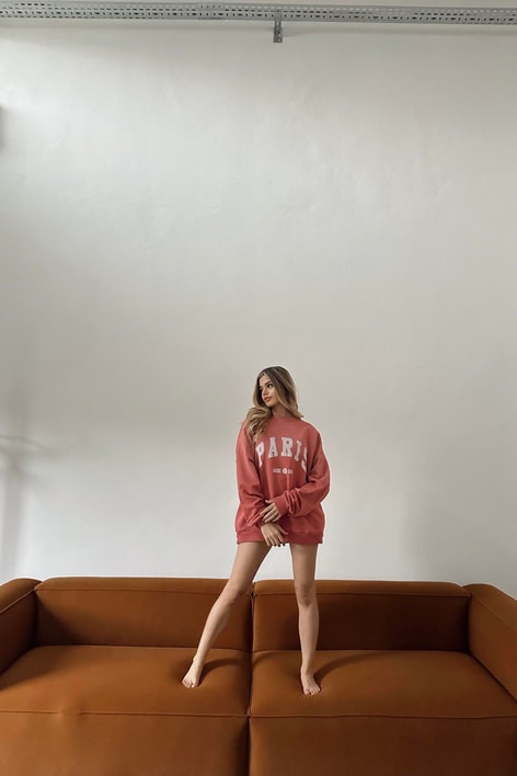 Paris Yıkamalı Sweat Gül Kurusu