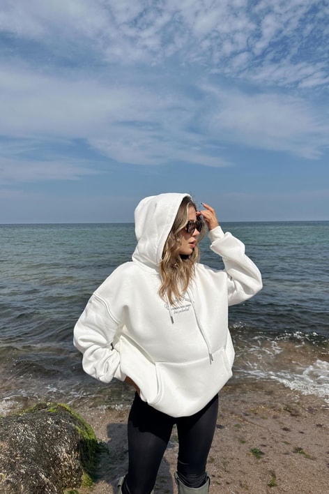 Passion Baskılı Sweatshirt Beyaz