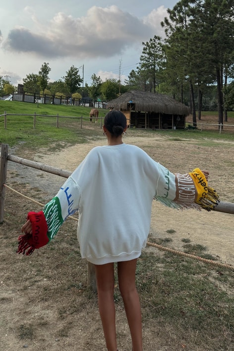 Saçaklı Holiday Sweatshirt Beyaz