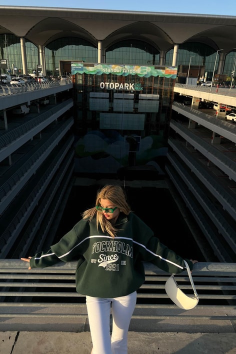 Stockholm Dik Yaka Fermuarlı Sweat Yeşil