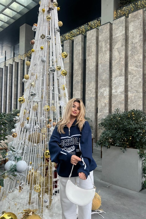 Stockholm Dik Yaka Fermuarlı Sweat Lacivert