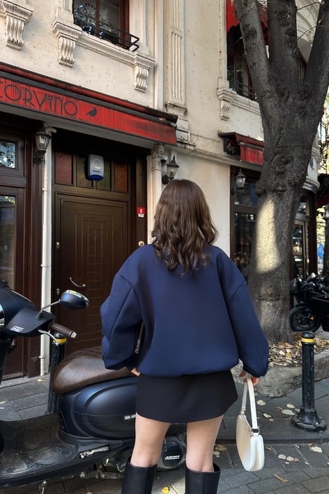 Yarım Fermuarlı NY Sweat Lacivert