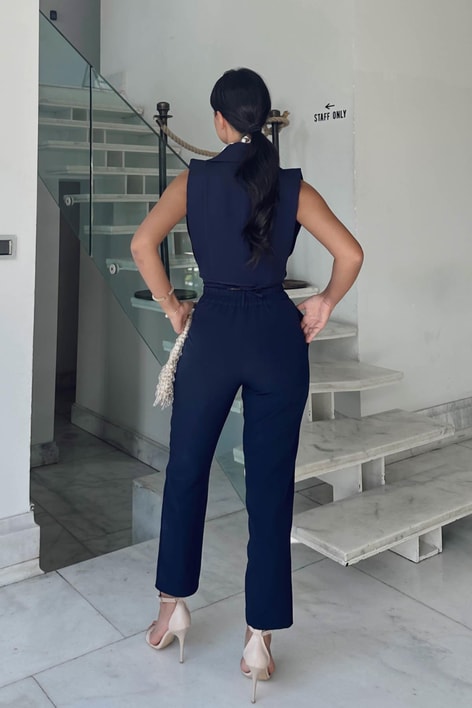 Bağlamalı Yelek Pantolon Takım Lacivert