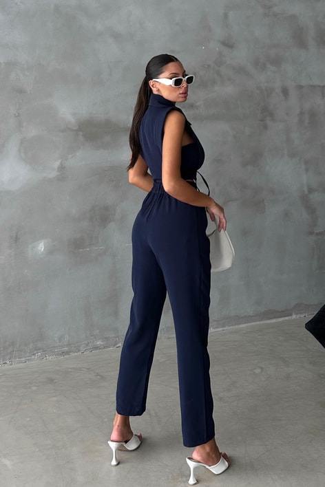 Bağlamalı Yelek Pantolon Takım Lacivert