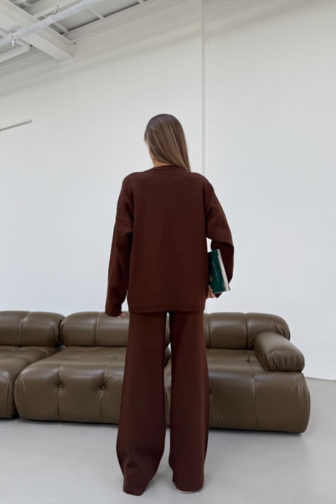 Basıc Oversize Triko Takım Kahve