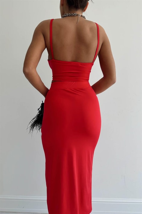 Büstiyerli İkili Takım Kırmızı