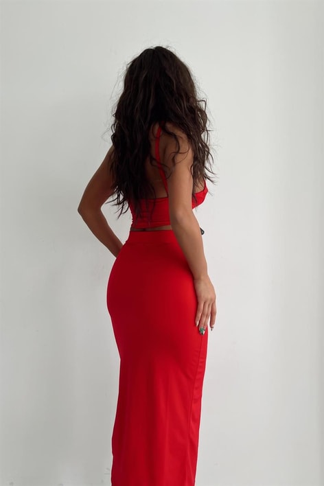 Büstiyerli İkili Takım Kırmızı