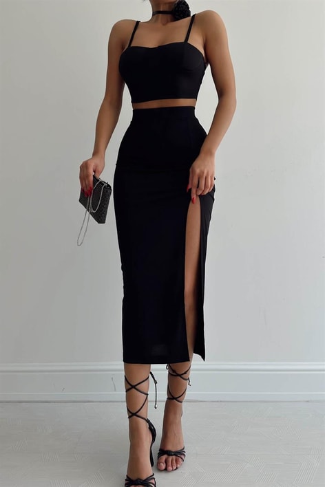 Büstiyerli İkili Takım Siyah