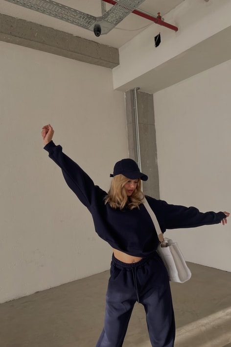 Crop Comfort Takım Lacivert