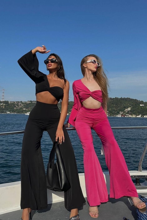 Düğüm Detay Tek Kollu Takım Siyah