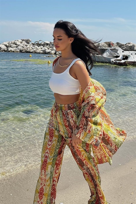 Etnik Desen Kimono Takım Haki