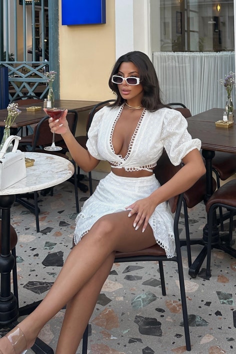 Fisto Crop Volanlı Takım Krem