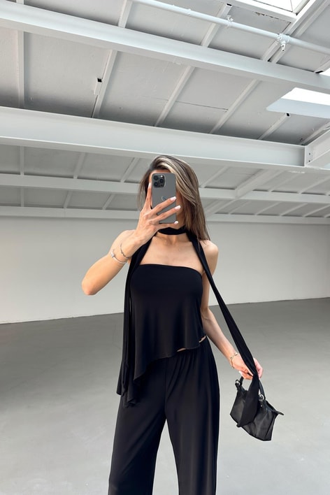 Fularlı İkili Takım Siyah