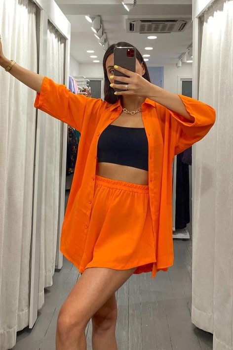 Gömlek Şortlu Takım Oranj