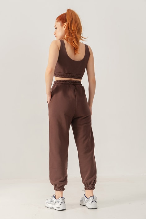 Jogger Crop Takım Kahve