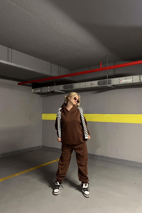 Kanguru Cepli Eşofman Takım Taba