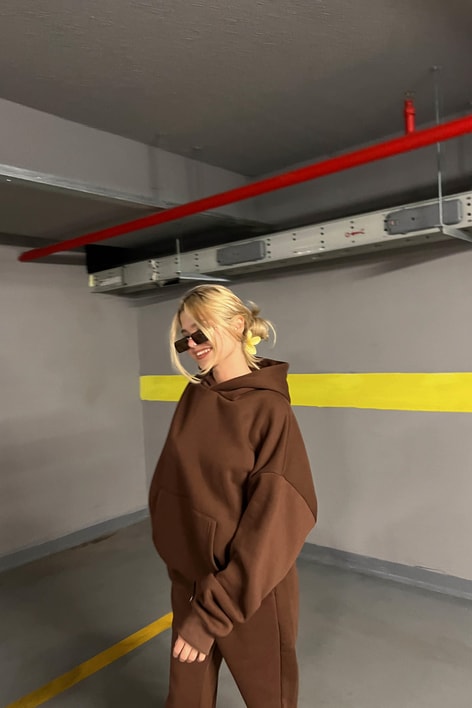 Kanguru Cepli Eşofman Takım Taba