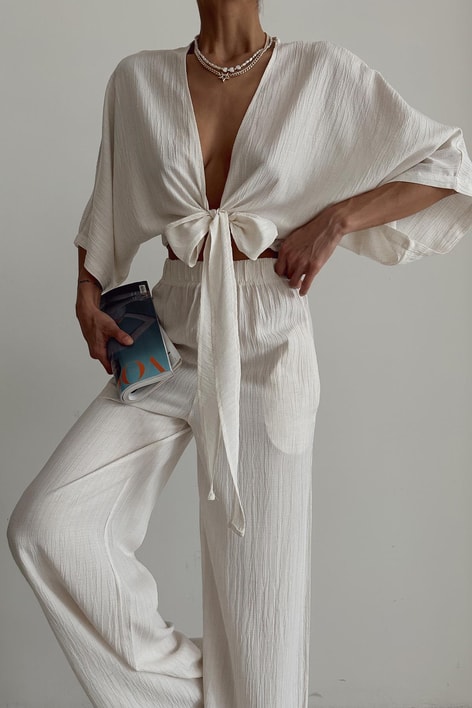 Keten Bağlamalı Takım Krem