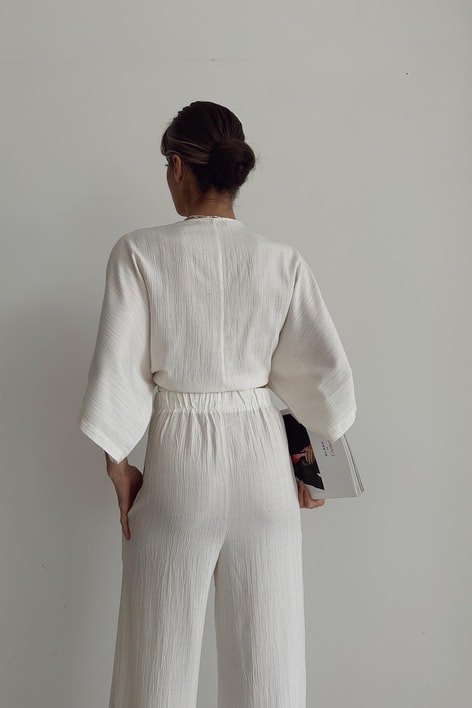 Keten Bağlamalı Takım Krem