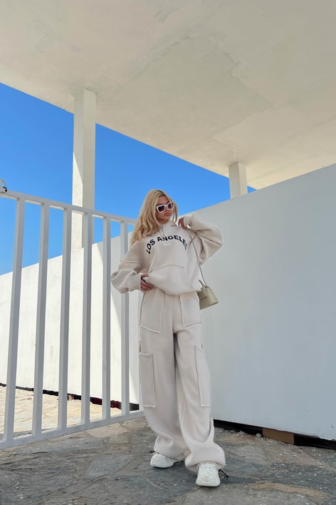 Los Angeles Oversize Eşofman Takımı Bej