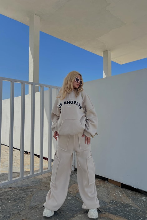 Los Angeles Oversize Eşofman Takımı Bej
