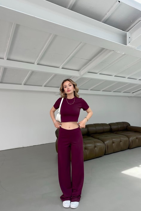 Modal Kısa Kol Takım Bordo