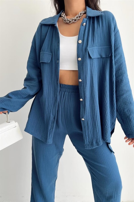 Müslin Relax İkili Takım İndigo