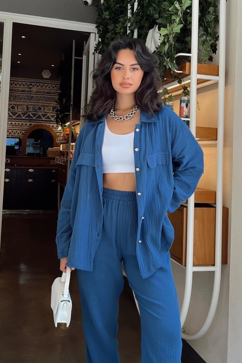 Müslin Relax İkili Takım İndigo