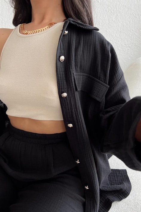 Müslin Relax İkili Takım Siyah