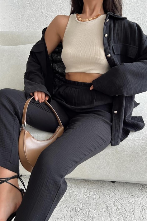 Müslin Relax İkili Takım Siyah