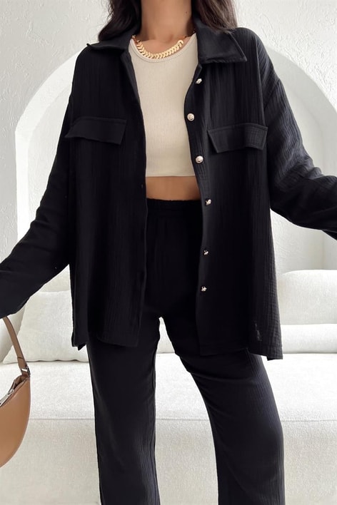 Müslin Relax İkili Takım Siyah