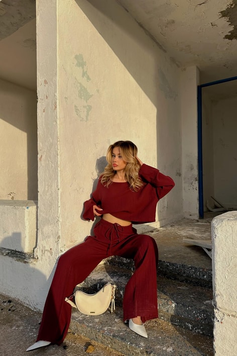 Müslin Takım Bordo