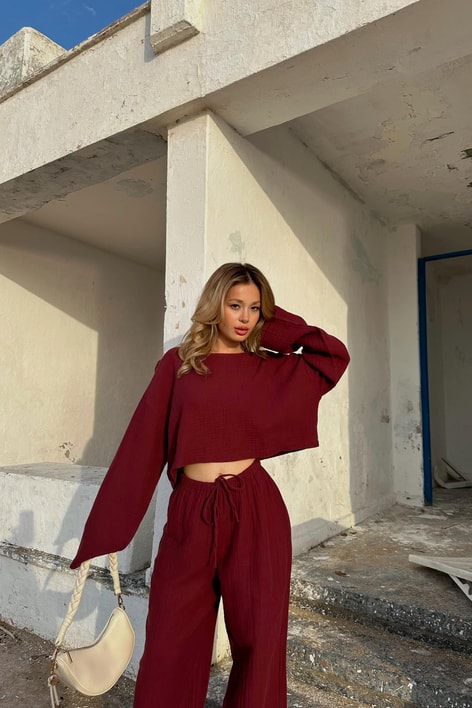 Müslin Takım Bordo