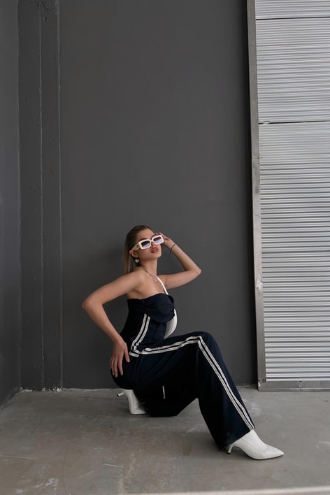 Orj Marka Şeritli Takim Lacivert