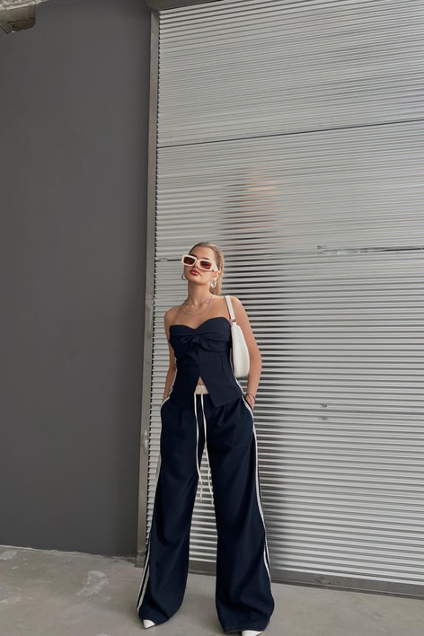 Orj Marka Şeritli Takim Lacivert