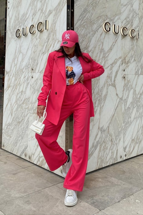 Oversize Palazzo Takım Pembe