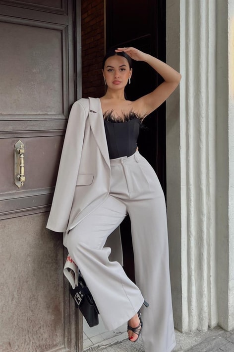 Palazzo Blazer Takım Gri