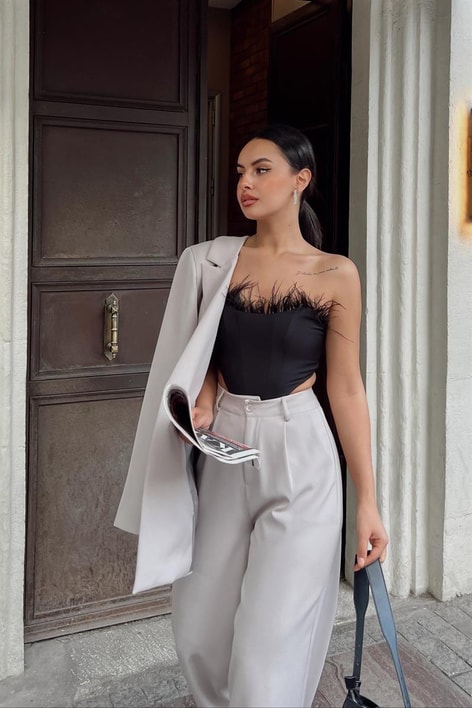 Palazzo Blazer Takım Gri