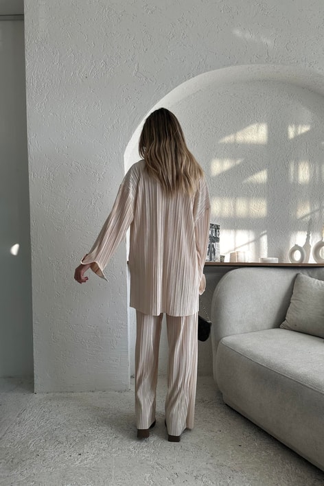 Pilise Pantolon Takım Bej