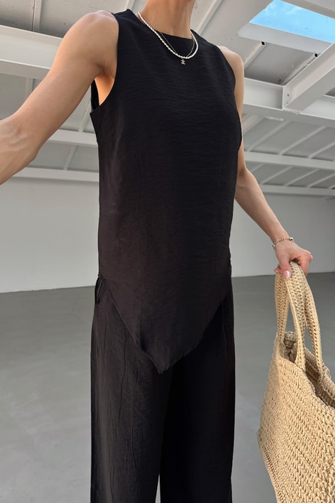 Salaş Bluz Pantolon Takım Siyah