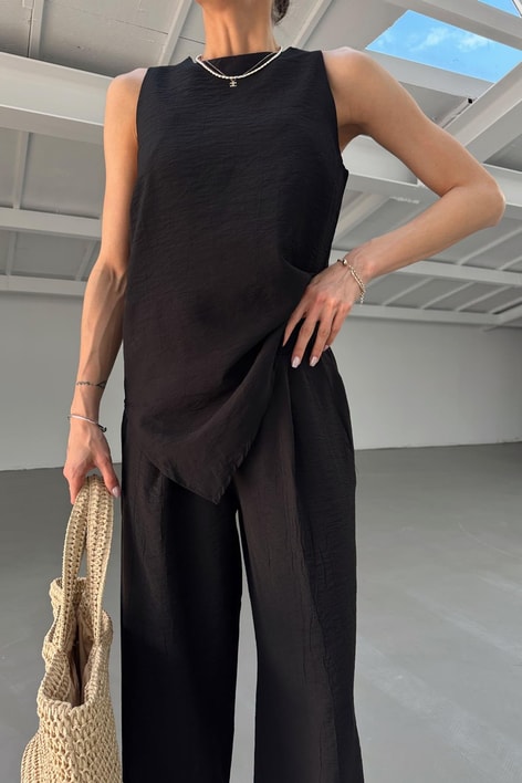 Salaş Bluz Pantolon Takım Siyah