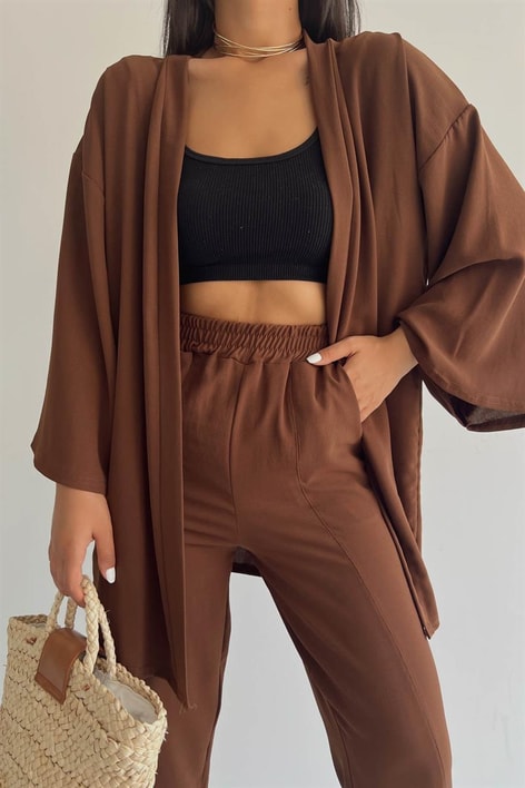 Salaş Kimono Takım Kahve