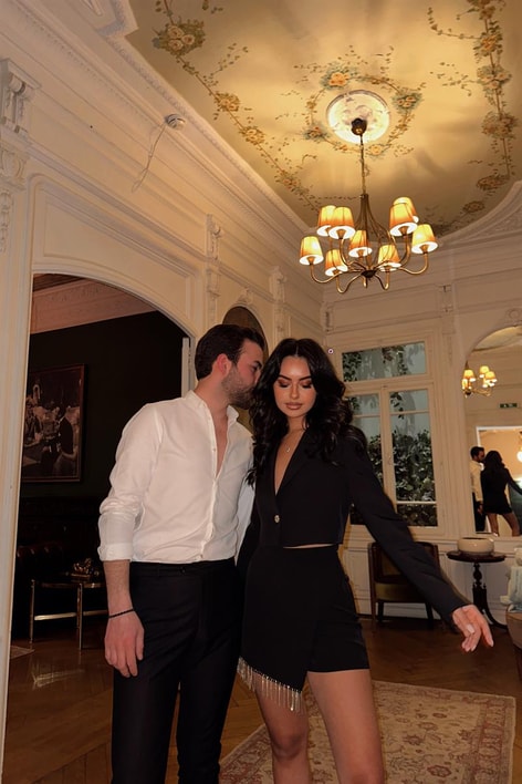 Su Yolu Taşlı İkili Ceket Takım Siyah