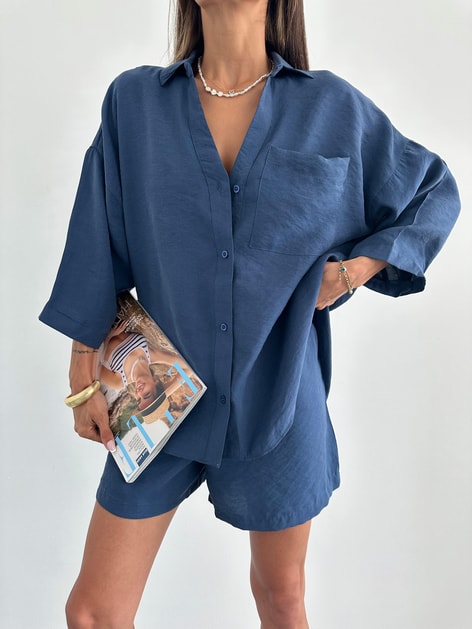 Tensel Şort Takım İndigo