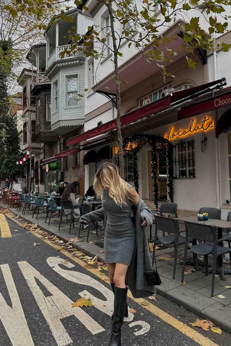 Triko Elbiseli Takım Antrasit