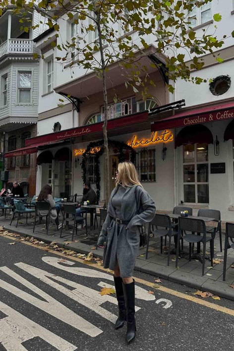 Triko Elbiseli Takım Antrasit