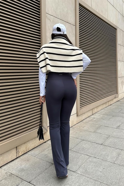 İspanyol Paça Yüksek Bel Tayt Antrasit