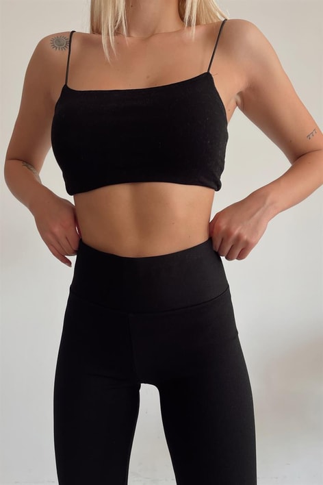 Yüksek Bel Basic Örme Tayt Siyah