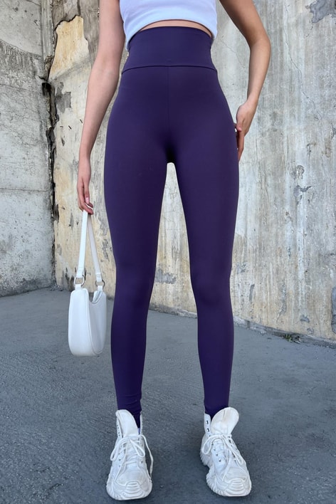 Yüksek Bel Combing Basıc Tayt Mor