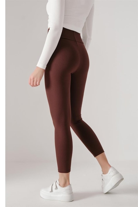 Yüksek Bel Relax Tayt Kahverengi